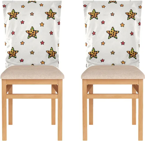 Miniatura 2 de Cartoon Leopard Print Stars White Decorative Chairs Covers for Dining Room Anti-Dust Dorm Chair Cover protectores para sillas de comedor 6 Set of 6