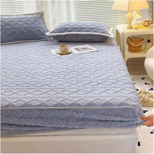 TEVTEV Sábana bajera de felpa de terciopelo de franela extra suave, esponjosa, súper gruesa, cálida y acogedora para invierno, con bolsillo profundo