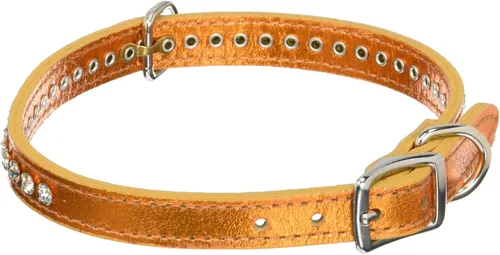 Miniatura 76 de Collar de perro de cuero y cristales de OmniPet Signature, cuero de grano de violeta africana de avestruz, se ajusta a un tamaño de cuello de 6"-8