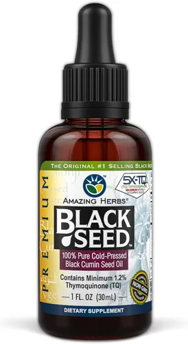 Miniatura 10 de Amazing Herbs Aceite de semilla negra de alta calidad, sin gluten, sin OMG, prensado en frío, Nigella sativa ayuda a la salud digestiva, apoyo