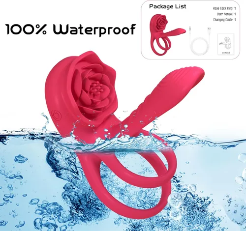 Miniatura 9 de Anillo vibrador para el pene con estimulador de clítoris rosa, vibrador de anillo para el pene para parejas, juguetes sexuales para hombres