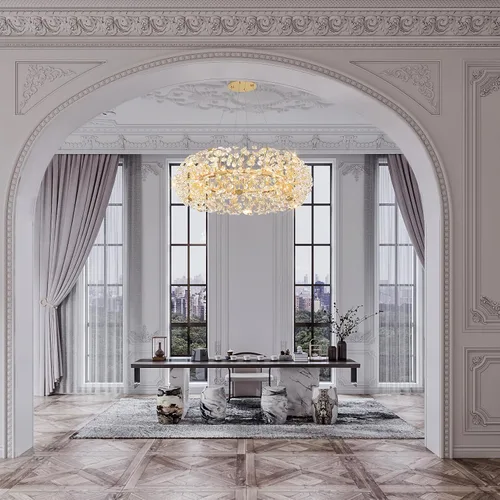 Miniatura 6 de ykolupty - Candelabro de diente de león dorado de 8 luces para comedor, lámpara colgante Sputnik con control remoto, candelabro de cristal moderno