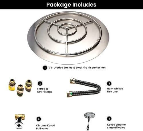 Miniatura 8 de Quemador de Hoguera con Sartén y Anillo - Funciona con Gas Natural - Kit de Quemador de Hoguera de Acero Inoxidable de 36 Pulgadas de Sartén, 30 Kit