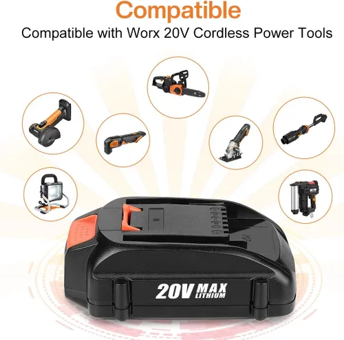 Miniatura 3 de Energup Reemplazo de 20 voltios para batería Worx 20V y kit de cargador, compatible con Worx 20Volt WA3520 WA3525 WA3575 WG151s WG251s WG540s WG545s