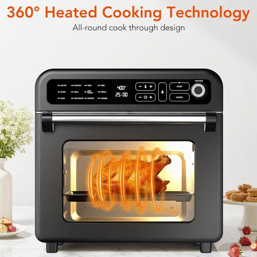 Miniatura 2 de WAA Horno tostador con freidora de aire, combo de horno tostador de 19 cuartos de galón, encimera digital 12 en 1, tostado de convección natural