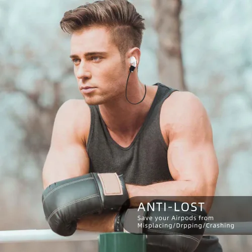 Miniatura 4 de Correas magnéticas antipérdida para AirPods, paquete de 4 unidades, cordón de cuello de silicona suave con diseño magnético ultra fuerte, compatible