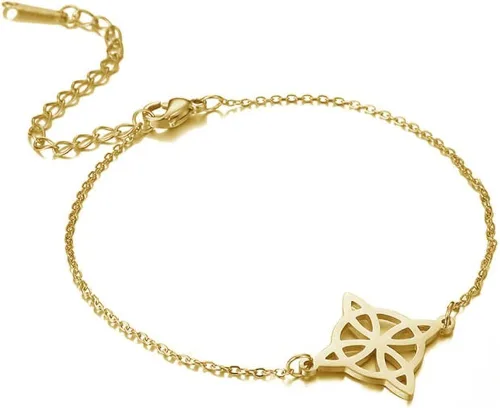 Caiyao Pulsera para mujer, nudo de bruja celta, pulsera mágica en capas de acero inoxidable, dije de brujería, pulsera mística de doble cuerda,