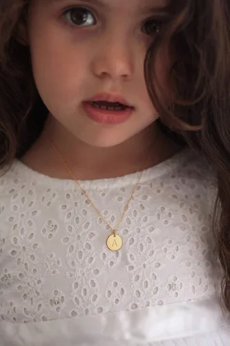 Miniatura 6 de Valloey Rover Gold Initial Pendant Necklace 14K Gold Plated Disc Double Side Engraved 165 Adjustable Dainty Personalized Alphabet Letter Pendant