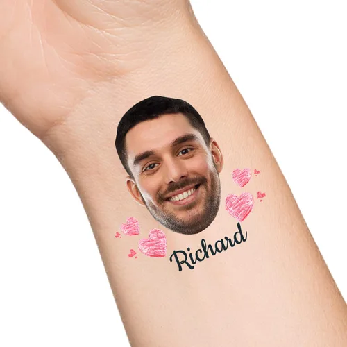 Miniatura 31 de Tatuajes temporales personalizados con texto de nombre, tatuaje temporal personalizado con logotipo fotográfico para adultos, parejas, mujeres