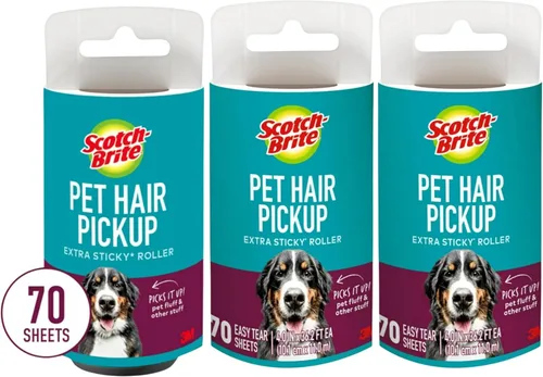 Miniatura 2 de Scotch-Brite Recambios de rodillo de pelusa extra pegajoso para recogida de pelo de mascotas, solo recargas, 50% adhesivo, 4 pulgadas x 36.2 pies