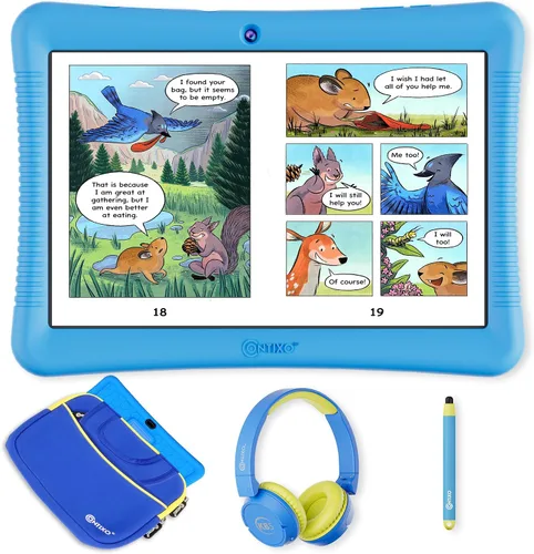 Miniatura 9 de Contixo Paquete de tableta para niños de 10 pulgadas con auriculares, tableta K103 para niños pequeños, más de 80 libros electrónicos y calcomanías