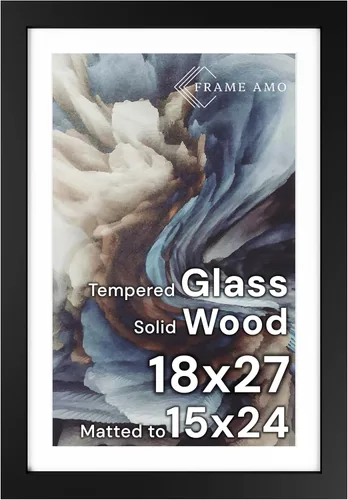 Miniatura 90 de Frame Amo Marco de póster de madera maciza de 13 x 19 pulgadas, color natural, tapete blanco para imagen de 11 x 17 pulgadas, parte frontal