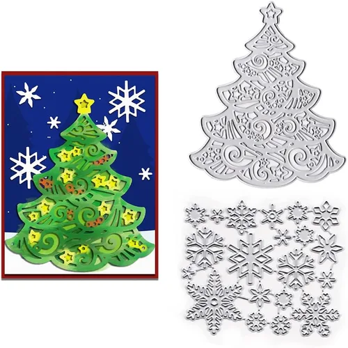 Estivaux Troqueles de muñecos de nieve y árboles de Navidad para hacer tarjetas, juegos de troqueles de nieve de corte para vacaciones de invierno,