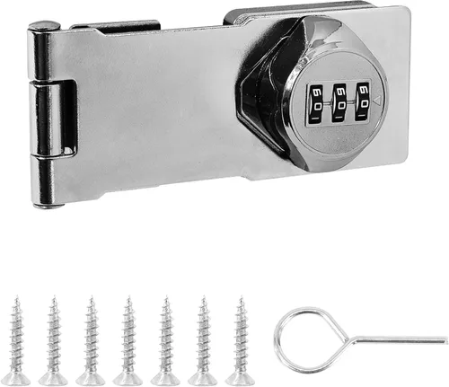 Miniatura 7 de Cerraduras rotativas con contraseña, paquete de 2 cerraduras de gabinete negras con combinación, pestillo de seguridad sin llave para puerta Negro