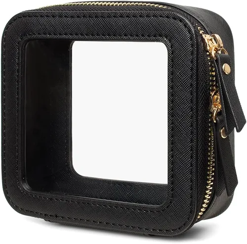 Miniatura 17 de Bolsa de maquillaje transparente pequeña, aprobada por la TSA, bolsa de aseo portátil con cremallera, bolsa de viaje para cosméticos, estuche Rosa