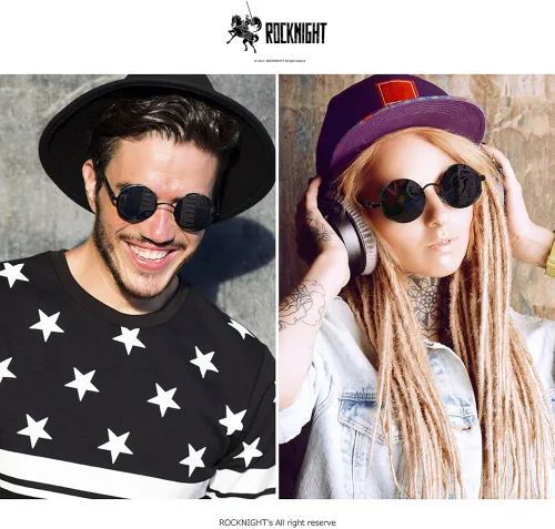 Miniatura 2 de ROCKNIGHT Gafas de sol Gothic Steampunk redondas polarizadas UV400 con protección unisex