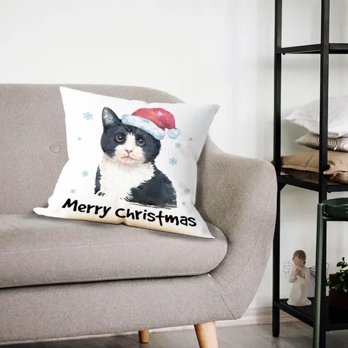 Miniatura 3 de Mancheng-zi Fundas de almohada de gato de Navidad de 18 x 18 pulgadas, almohada de gato, fundas de almohada de gato, funda de almohada de gato