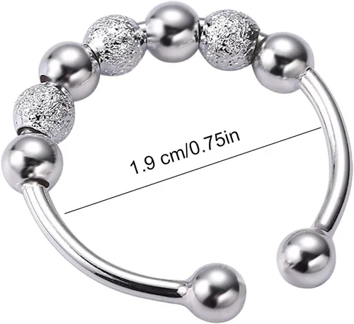 Miniatura 8 de Anillos de boda estéticos para mujeres, adolescentes, niñas, 3 piezas y cuentas en espiral, giro de una sola vuelta, anti estrés, anillos apilables