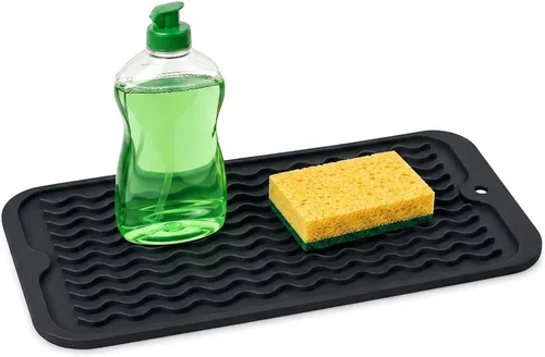 Miniatura 67 de ZLR 2 bandejas de silicona para fregadero (6 x 12 pulgadas/6.024 x 12.008 in) - Soporte estrecho para esponja para encimera de cocina - Tapete Negro