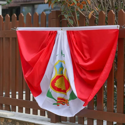 Miniatura 6 de Bandera de abanico plisada peruana de 3 x 6 pies, 2 banderas de abanico plisadas para interiores y exteriores, decoraciones de porche delantero