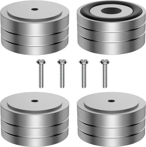 Tertullus 4 juegos de pies de altavoz de aluminio de alta fidelidad de alta fidelidad, picos de base de choque, 1.575 x 0.787 in, almohadilla de