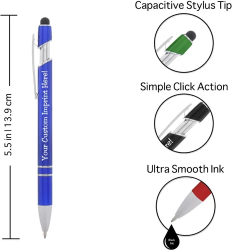 Miniatura 2 de ExpressDesigns™ - Bolígrafos personalizados con lápiz capacitivo - The Legacy - Bolígrafos metálicos personalizados con nombre impreso - Tinta negra