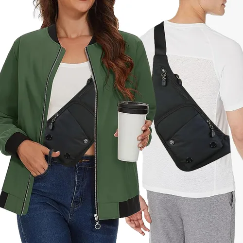 Miniatura 5 de Tealots Bolso bandolera delgado con bolsillo personal, bolso de hombro casual, mochila ligera, bolsa de pecho para viajes, senderismo