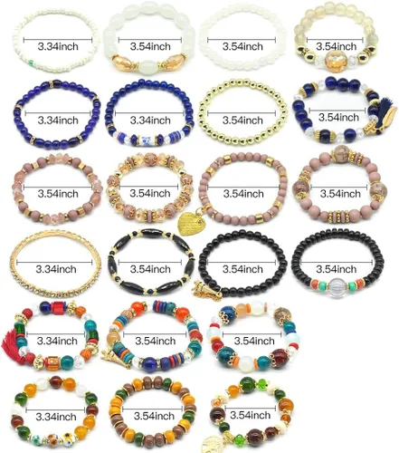 Miniatura 2 de Conjuntos de pulseras bohemias para mujer, 6 juegos de pulseras elásticas apilables multicolor, estilo hippie, joyas finas
