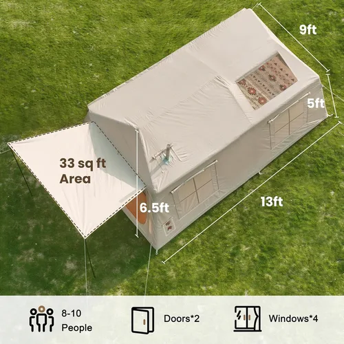 Miniatura 8 de Inflatable Tents for Camping, Blow Up Tent with Hand Pump, Easy Setup Inflatable Hot Tent with Stove Jack, Waterproof Oxford Air Glamping Tents for