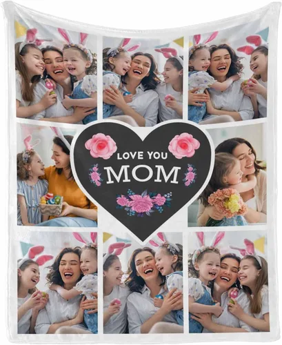 Miniatura 26 de InterestPrint Regalos personalizados para mamá, manta personalizada con fotos y fotos familiares, regalos de cumpleaños para el día de la madre