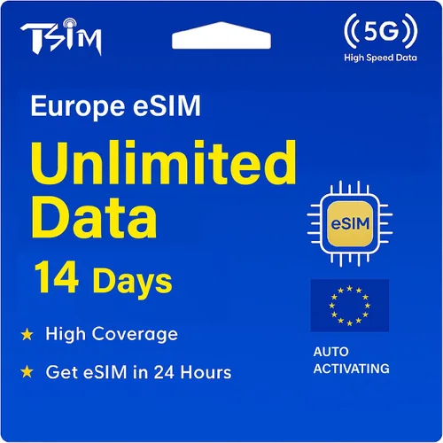 Miniatura 9 de Tarjeta SIM de viaje para Europa - 7 días de datos ilimitados en 36 países Red 5G de alta cobertura Prepago y activación automática