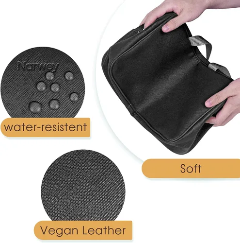 Miniatura 4 de Narwey Neceser de tamaño completo, bolsa de cosméticos grande, bolsa de maquillaje de viaje, organizador para mujeres y niñas, A-Negro, L, Bolsa