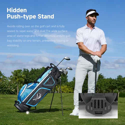 Miniatura 4 de Anncord Golf Stand Bag with 4 Way Full Length Dividers, 4.4 Lbs Lightweight Golf Bag for Men Women, Waterproof Golf Carry Bags w/Stand, 7 Pockets &