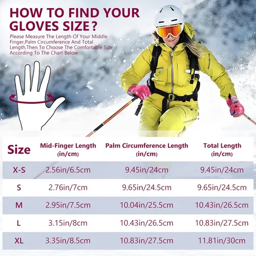 Miniatura 6 de Guantes de esquí, guantes de nieve impermeables y transpirables más cálidos para clima frío, se adaptan tanto a hombres como a mujeres, para padres