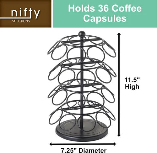 Miniatura 3 de Nifty – Carrusel para cápsulas de café, gira 360 grados, tabla giratoria, organizador de encimera para oficina o cocina Negro