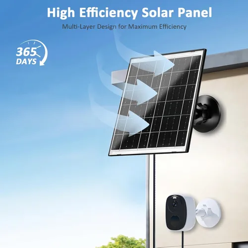 Miniatura 4 de Zivif Panel Solar para Cámara de Seguridad, Cargador Solar de 10W Compatible con Cámara Alimentada por Batería, USB-C, Micro USB y Puerto DC