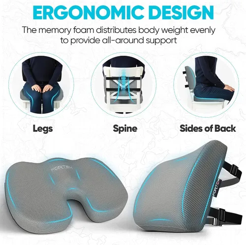 Miniatura 6 de FORTEM Cojín para Asiento, Cojín para Silla de Oficina, Almohada de Apoyo Lumbar para Silla de Oficina, Cojín de Espuma Viscoelástica para Alivio