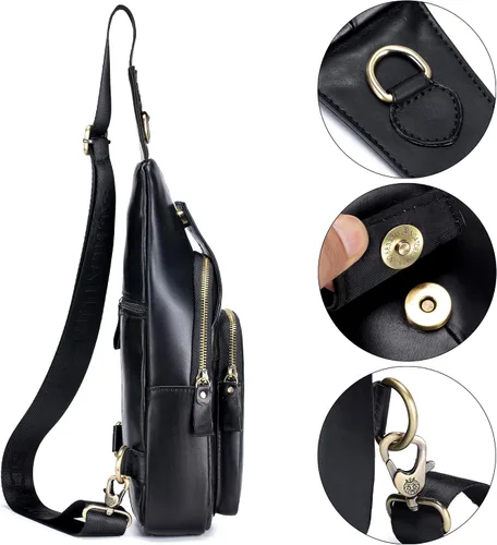 Miniatura 150 de LUKZIJAES Bolso bandolera de cuero genuino para hombre