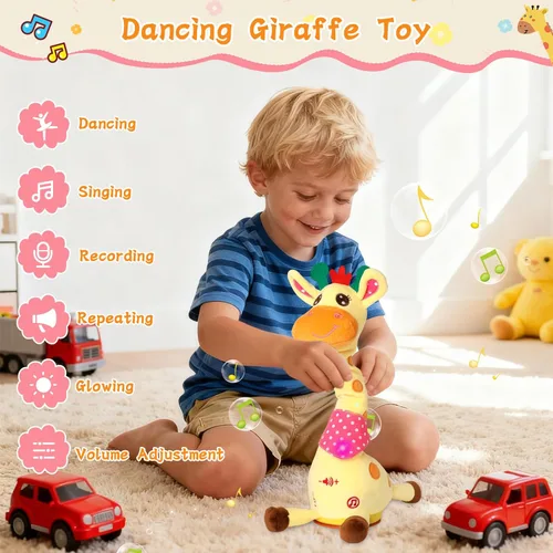 Miniatura 3 de Jirafa de Peluche Bailarina Juguetes para Bebé Cantando Canciones Juguete para Niños Pequeños Repite Lo Que Dices Juguete Musical Brillante