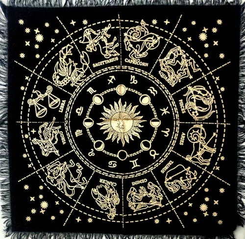 Miniatura 21 de CRAFT KALA Tela de altar planetas espirituales, estrellas rituales y galaxia, hermoso sistema solar, sistema solar, oro y plata, 24 x 24 pulgadas