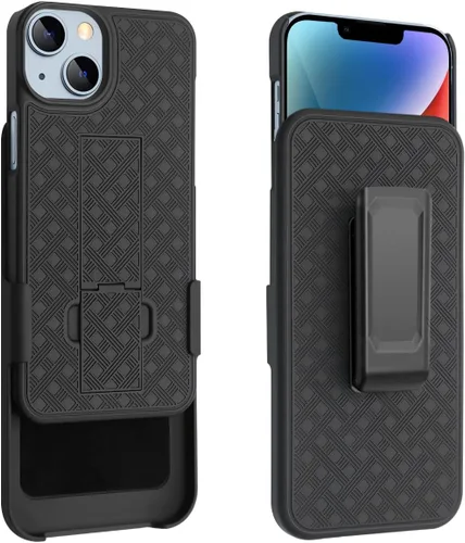 Miniatura 4 de Fingic Compatible con iPhone 14, iPhone 13 Funda con clip para cinturón, carcasa delgada combinada con soporte giratorio para cinturón, funda