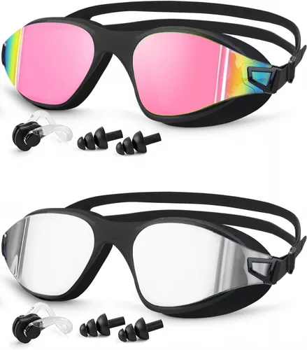 Miniatura 8 de MOXTOYU Swimming Goggles 2 Pack, Professional Anti Fog No Leaking UV Protection Swim Goggles for Women Men Adult Youth Aguamarina & plateado