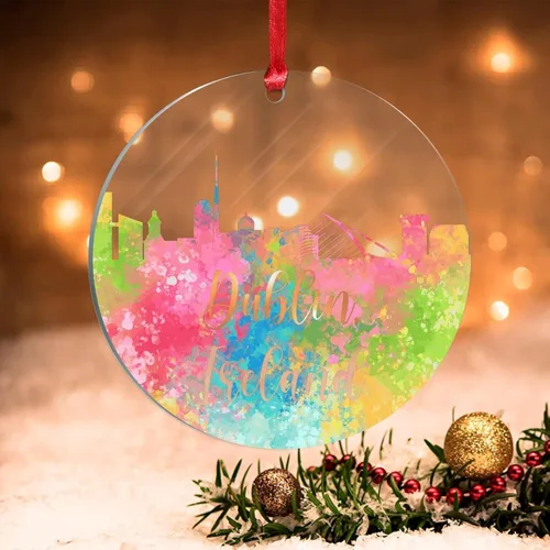 Miniatura 11 de Alemania Frankfurt Skyline Adorno de Navidad 2022 Alemania Frankfurt, arte de acuarela, adornos de Navidad para niños, colorido paisaje de ciudad