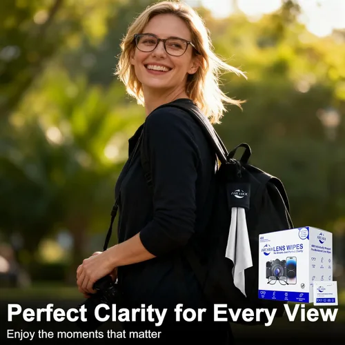 Miniatura 2 de ARCHXX 400 toallitas para lentes para lentes, + 1 bolsa con clip, limpiador de lentes de microfibra, envueltas individualmente prehumedecidas