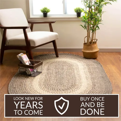 Miniatura 8 de Super Area Rugs Alfombras Trenzadas 3X5 Alfombra de Cocina Estilo Granja - Alfombra Trenzada Ridgewood para Sala de Estar - Reversible - Terciopelo