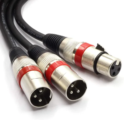 Miniatura 5 de Cable divisor XLR hembra a macho dual de 3 pines y cable de parche en Y para micrófono, adaptador de audio equilibrado (50CM)