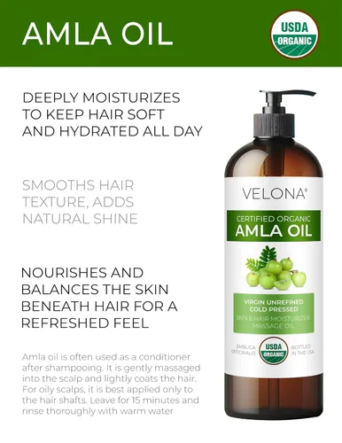 Miniatura 3 de velona Amla Oil USDA certificado orgánico - 32 onzas líquidas Aceite portador 100% puro y natural Virgen extra, sin refinar, prensado en frío
