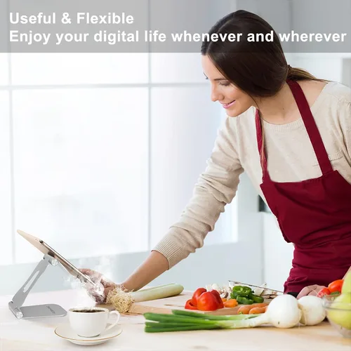 Miniatura 7 de YOSHINE - Soporte ajustable para teléfono celular, soporte plegable para teléfono celular, base de aluminio sólido actualizada, soporte portátil