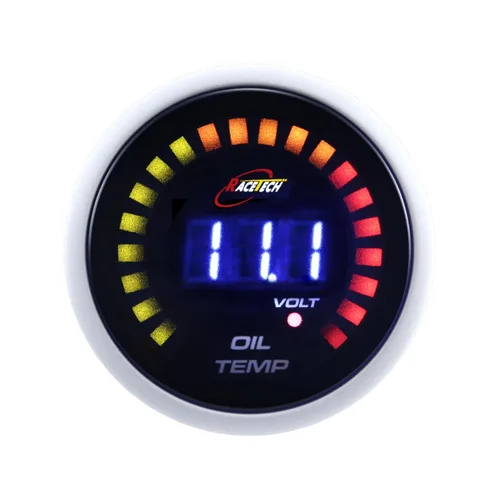 Miniatura 13 de RACETECH Medidor Digital Dual de Presión de Aceite y Voltímetro - 145 PSI, 8~18V - 52 mm 2-1/16" 20 LED Anillo Exterior Azul con Función