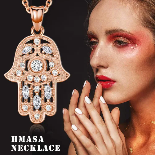 Miniatura 12 de Aniu Joyería de plata de ley 925 Hamsa de Fátima para mujer con circonita cúbica, viene con caja de regalo negra